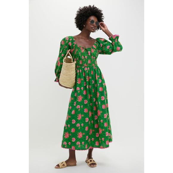 PINK CITY PRINTS Emerald Jungle Hampi Dress Size M NWT Retail $270 - Picture 5 of 6